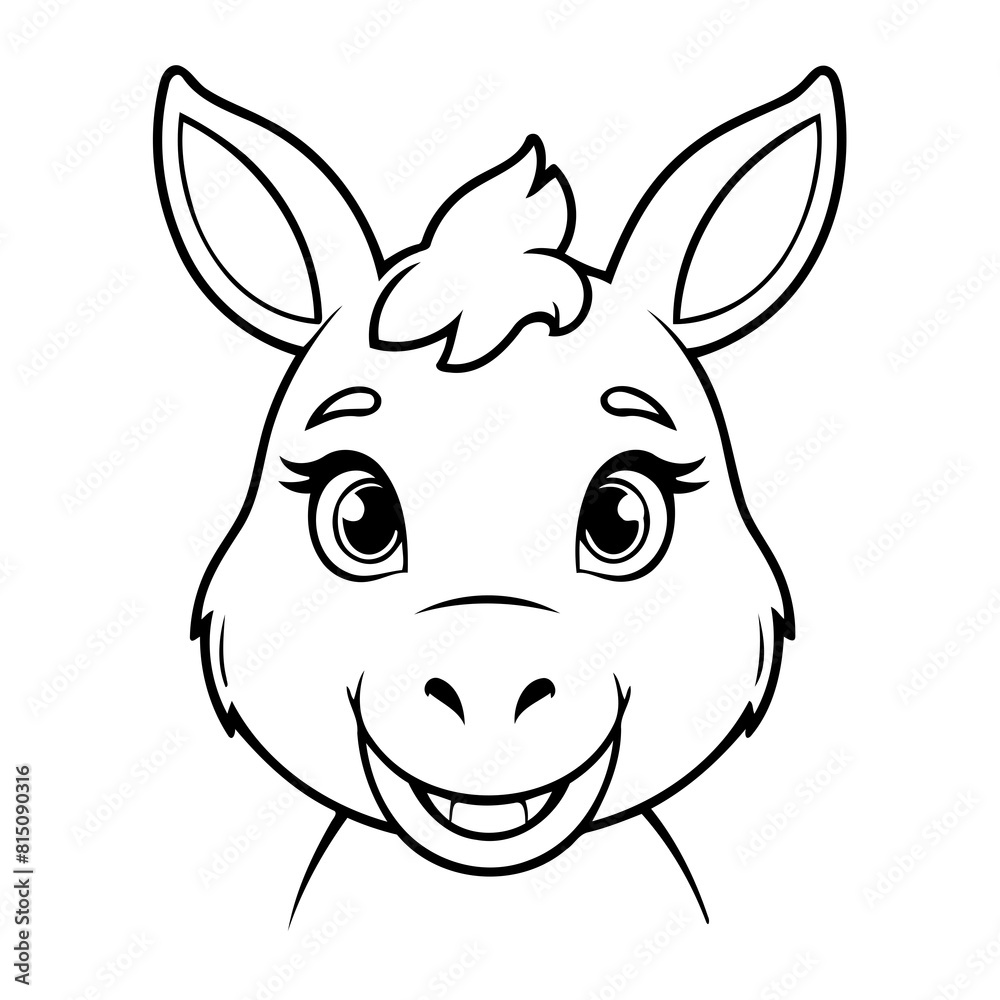 Simple vector illustration of Donkey drawing for children page