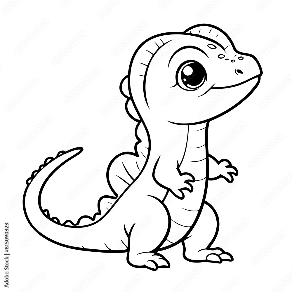 Vector illustration of a cute Lizard doodle for kids colouring page Vector illustration of a cute Lizard doodle for kids colouring page