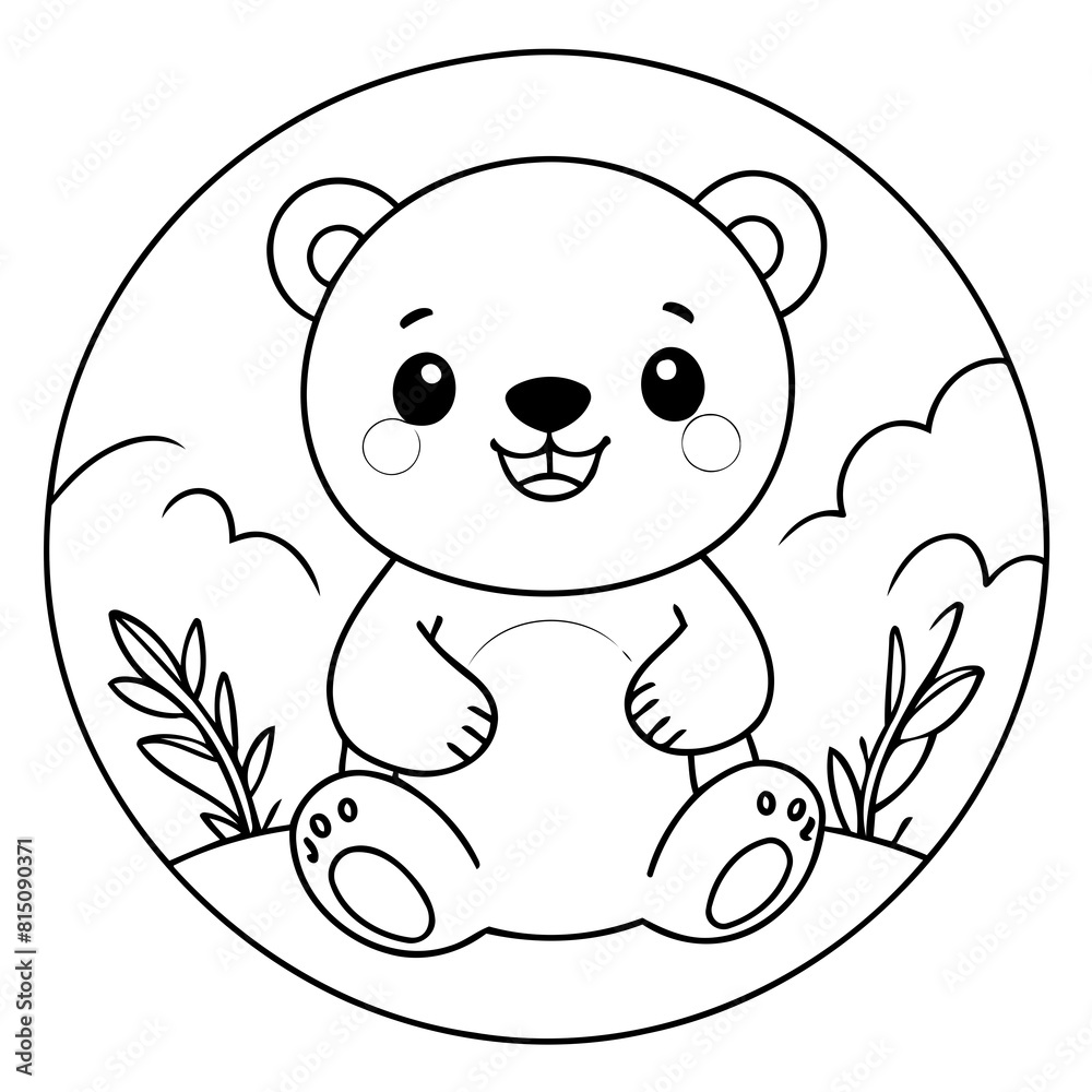 Vector illustration of a cute Bear doodle for toddlers worksheet Vector illustration of a cute Bear doodle for toddlers worksheet