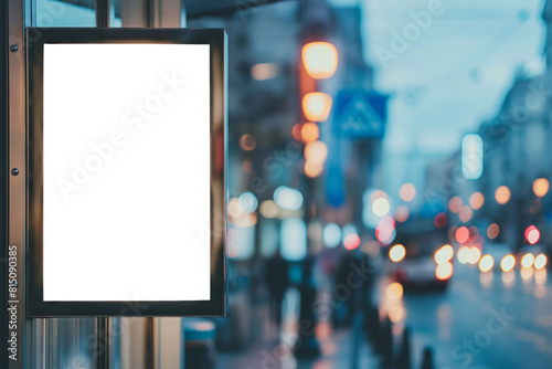 Blurred city background with clear billboard