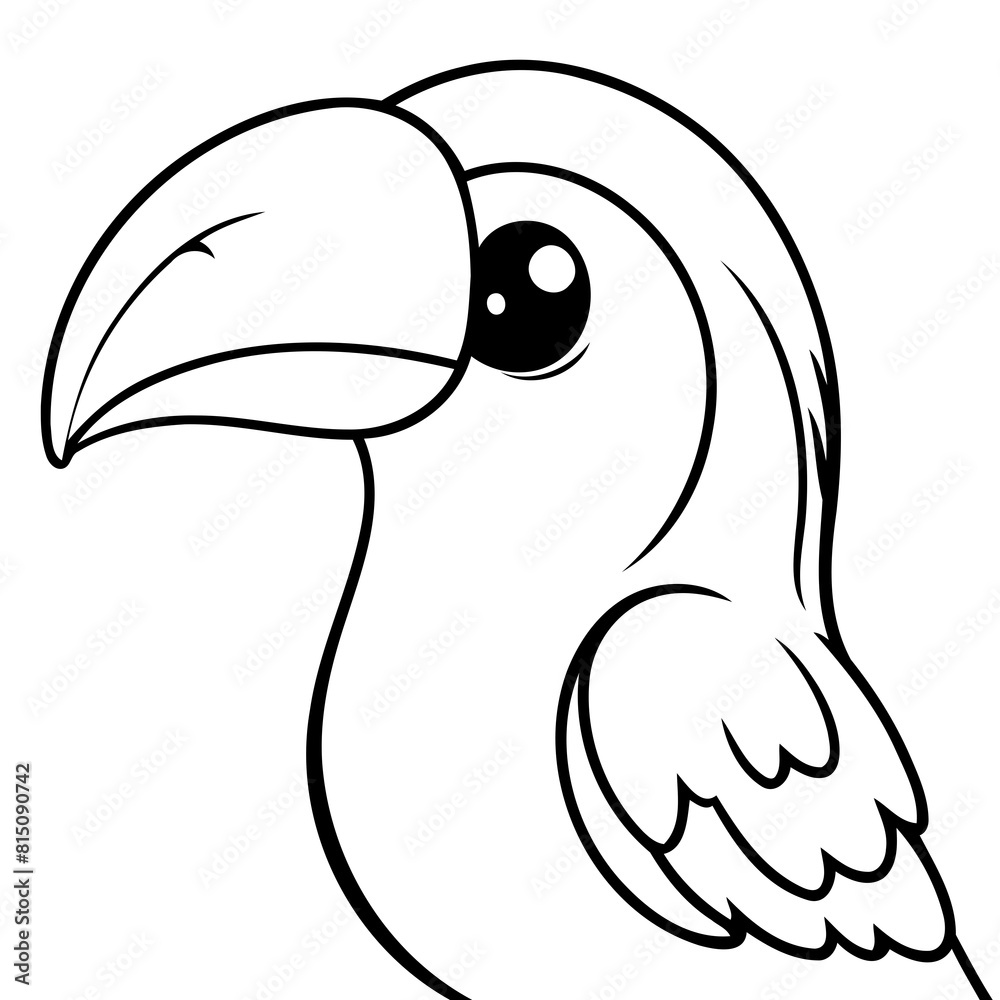 Naklejka premium Cute vector illustration Toucan drawing for kids colouring page