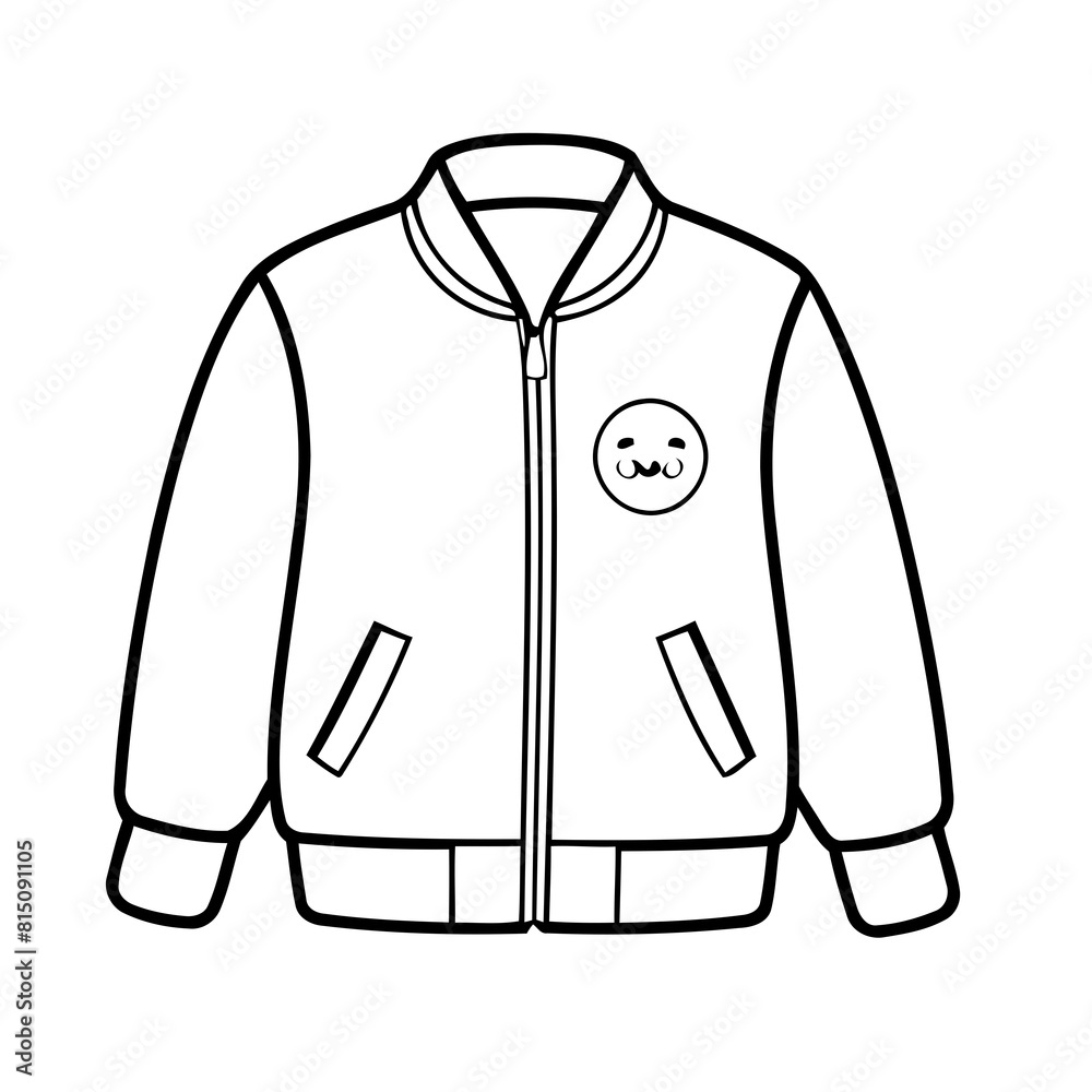 Simple vector illustration of Jacket drawing for kids colouring activity Simple vector illustration of Jacket drawing for kids colouring activity