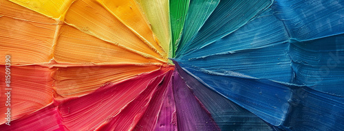 master palate paint color wheel with different colorful geometric swatches in a rainbow color tones in a circle   