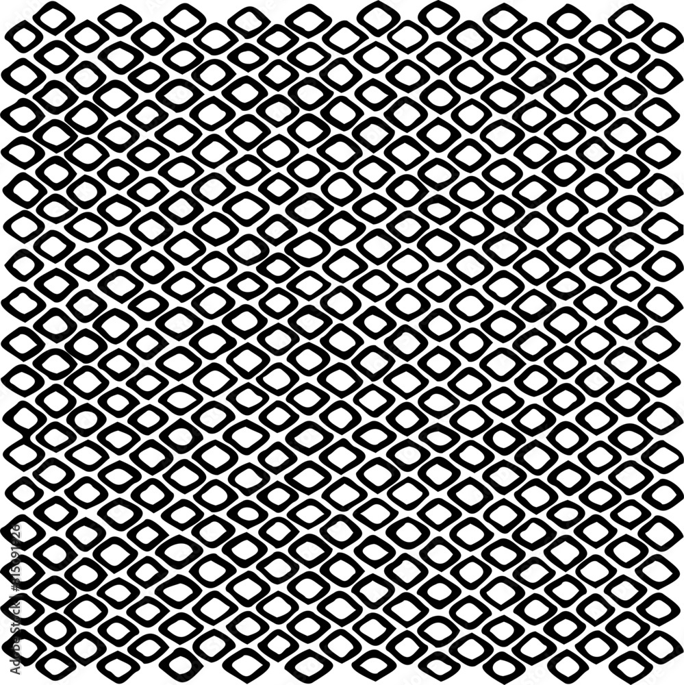 Fototapeta premium Rough, irregular texture composed of monochrome geometric elements. Overlay distressed grunge background. Abstract vector illustration. Isolated on white background. EPS10