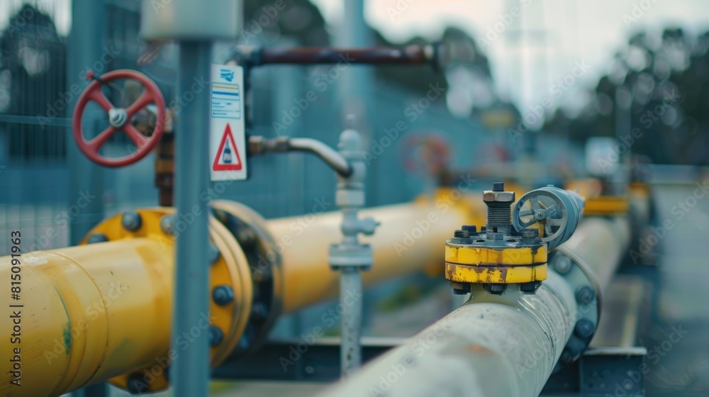 Close up of a pipe on a city street, suitable for industrial concepts Close up of a pipe on a city street, suitable for industrial concepts