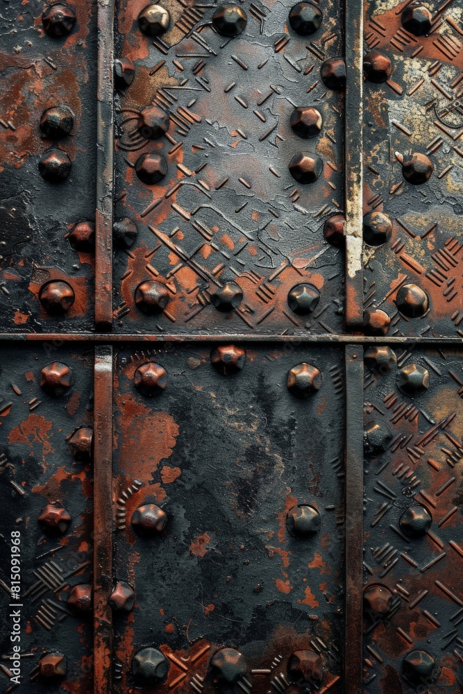 Close up of a Rusty Metal Door With Rivets