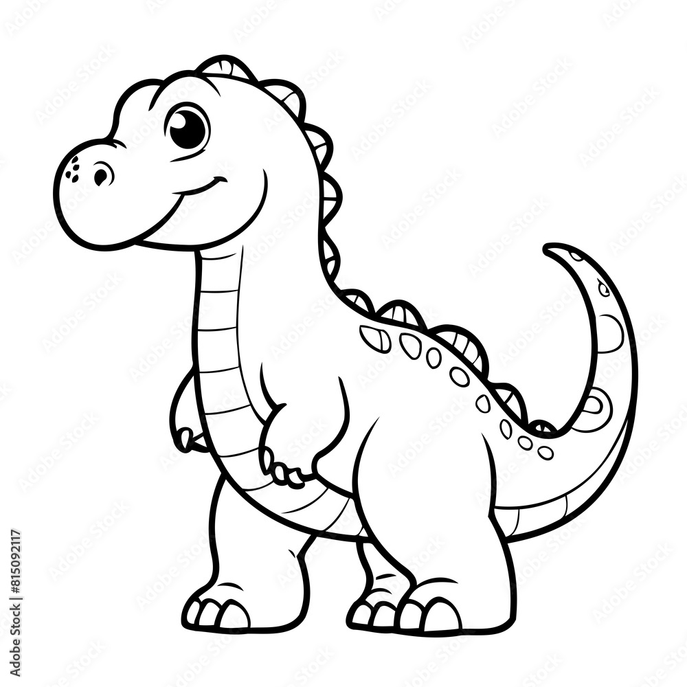 Simple vector illustration of Dino drawing colouring activity Simple vector illustration of Dino drawing colouring activity