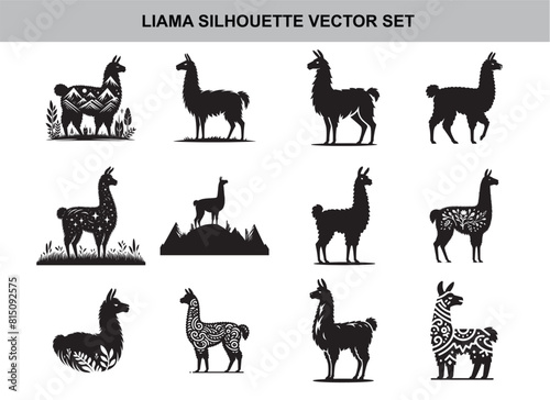 Black Colour Lama Silhouette Illustration