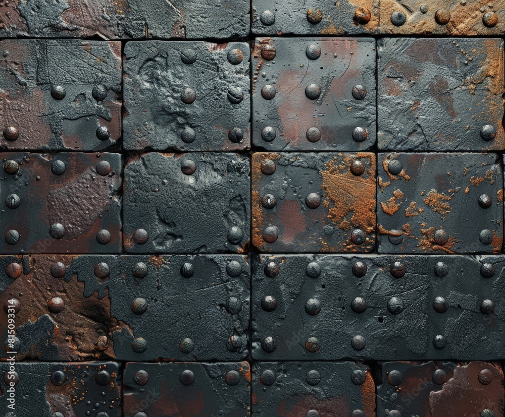 Fototapeta premium Rusty Metal Wall With Rivets