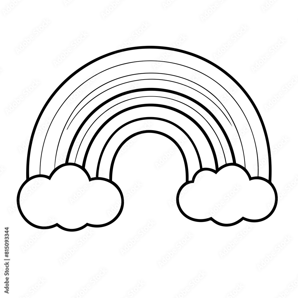 Vector illustration of a cute Rainbow doodle for toddlers colouring page Vector illustration of a cute Rainbow doodle for toddlers colouring page