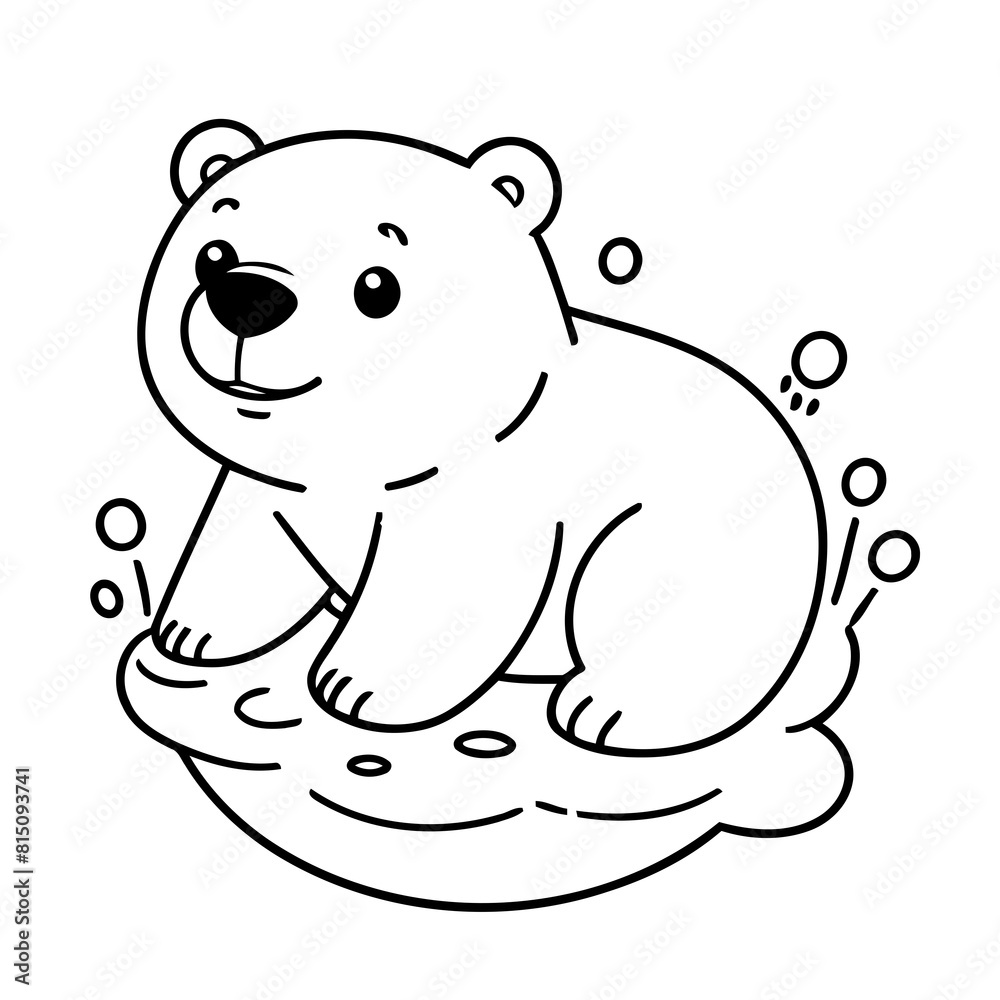 Vector illustration of a cute Polarbear drawing colouring activity Vector illustration of a cute Polarbear drawing colouring activity