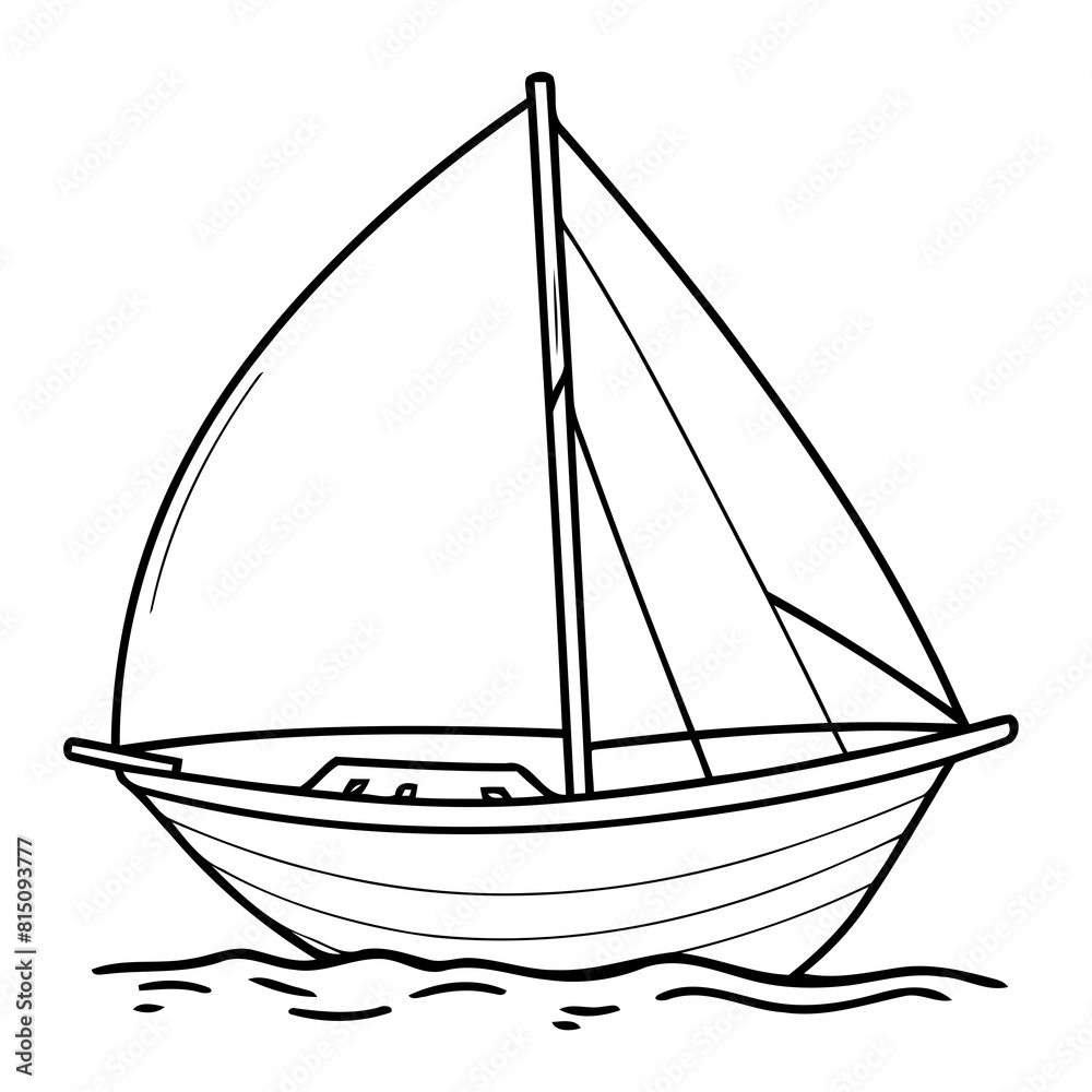 Simple vector illustration of SailBoat drawing for toddlers coloring activity Simple vector illustration of SailBoat drawing for toddlers coloring activity