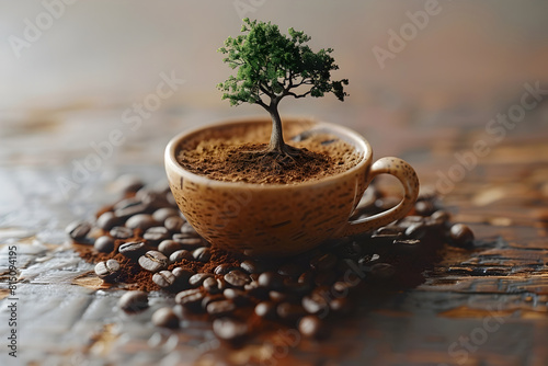 Coffee Beans Journey From Tree to Nostalgic Morning Cup photo