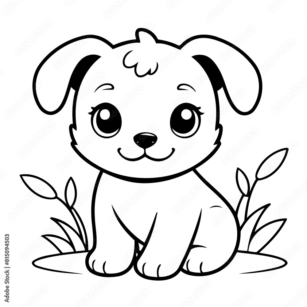 Vector illustration of a cute puppy drawing for kids colouring page Vector illustration of a cute puppy drawing for kids colouring page