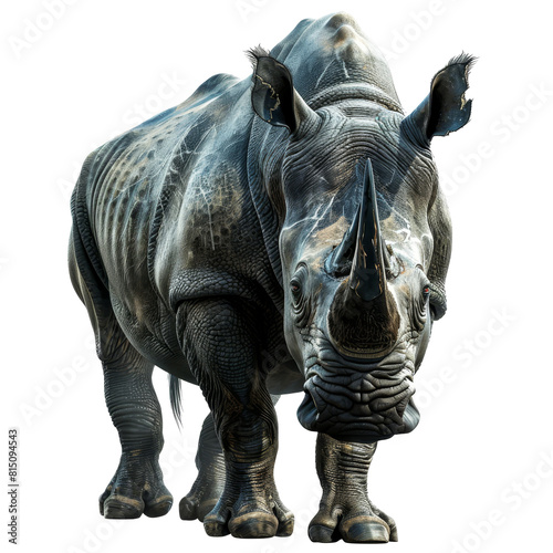 A black rhinoceros standing isolated on a Png background  a black rhinoceros isolated on transparent background