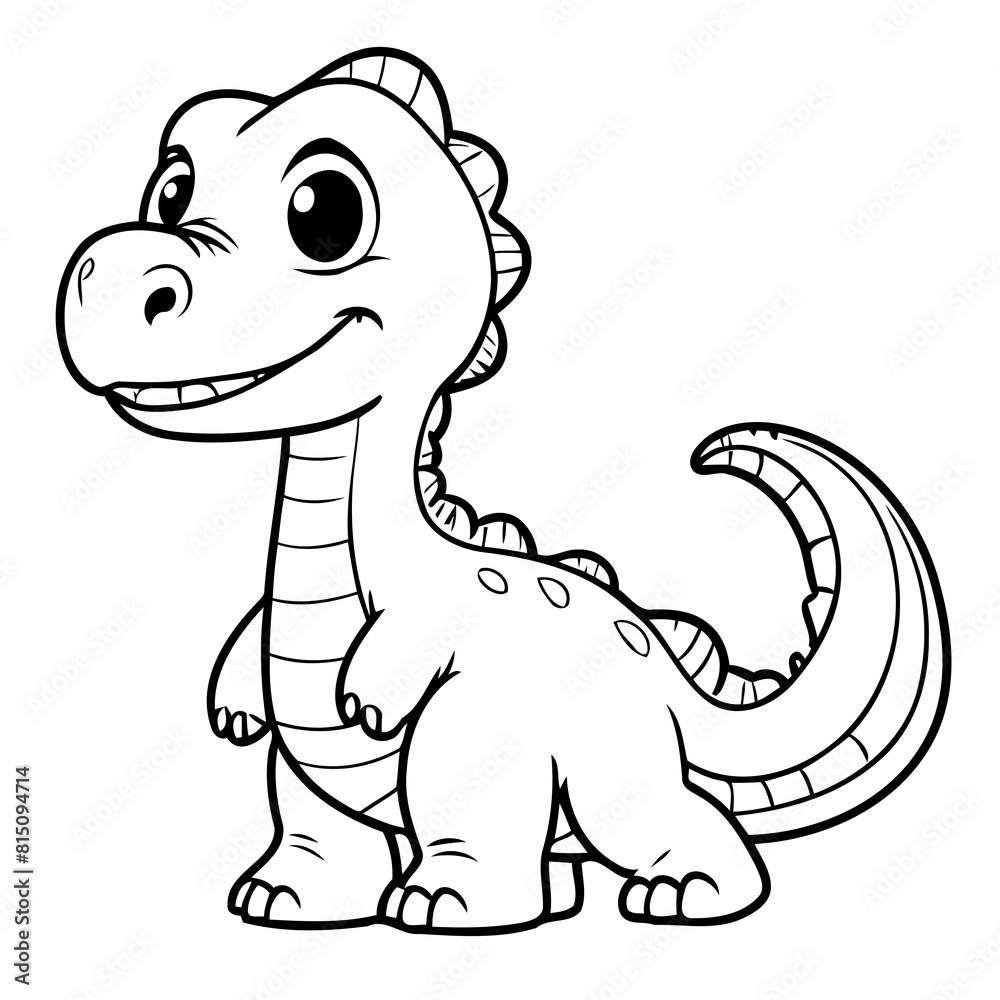 Fototapeta premium Cute vector illustration Dino doodle for kids colouring page