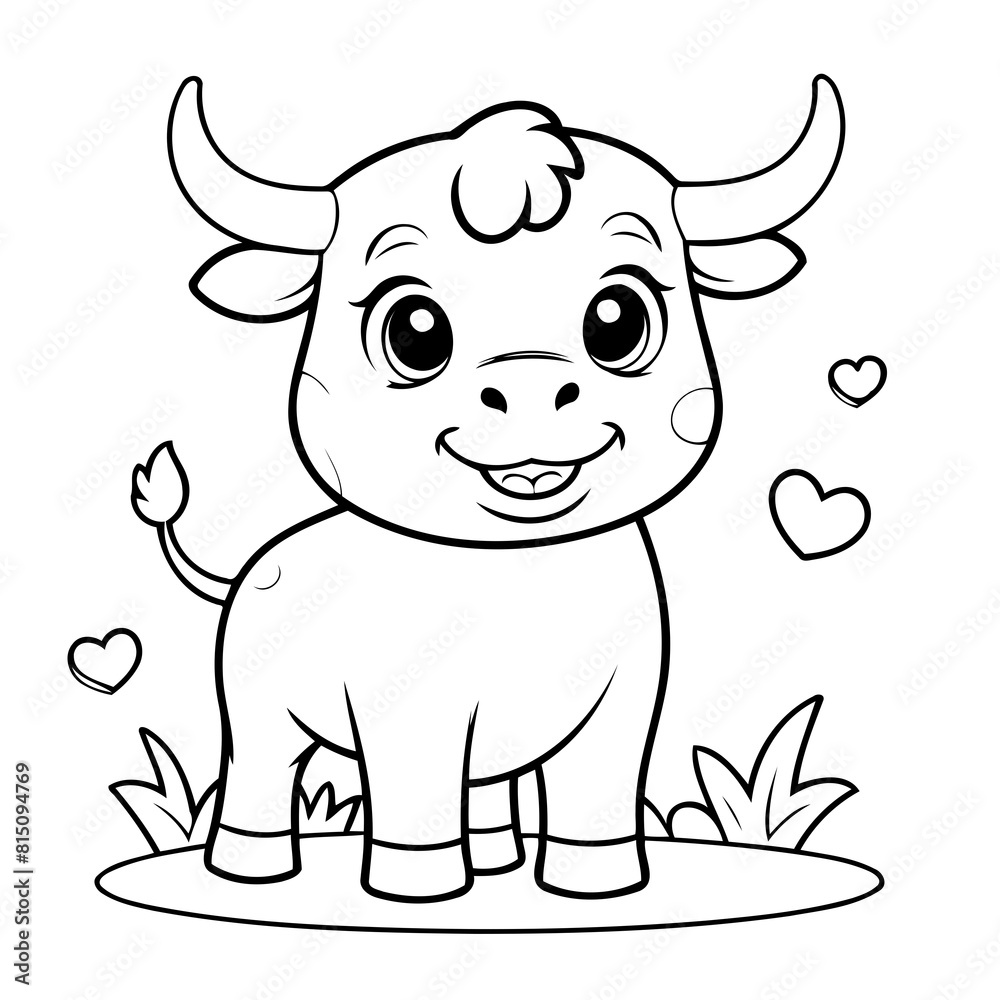 Vector illustration of a cute Bull drawing for toddlers book Vector illustration of a cute Bull drawing for toddlers book