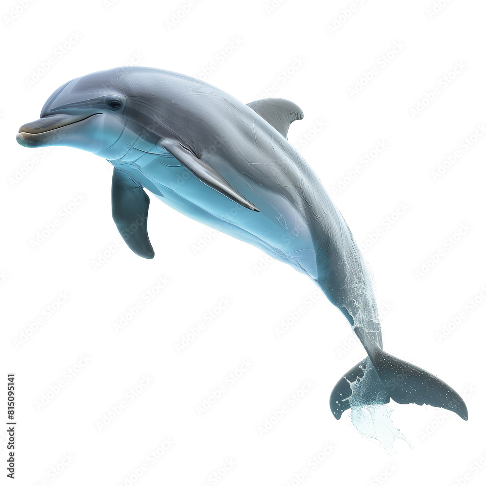 Fototapeta premium A bottlenose dolphin leaping on a Png background, a bottlenose dolphin isolated on transparent background