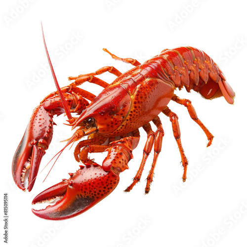 Boiled red lobster isolated on a Png background, a Boiled red crayfish isolated on transparent background