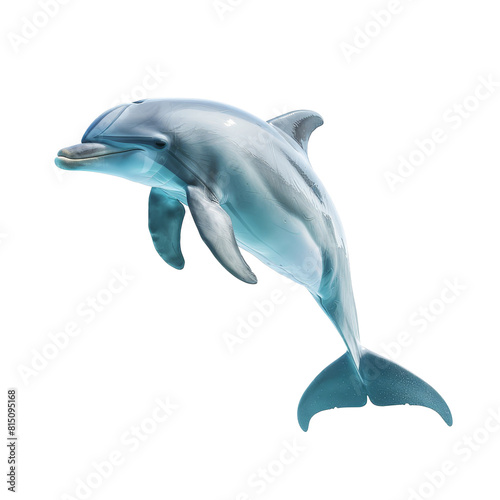 Bottlenose dolphin swimming gracefully against a plain white backdrop  a bottlenose dolphin isolated on transparent background