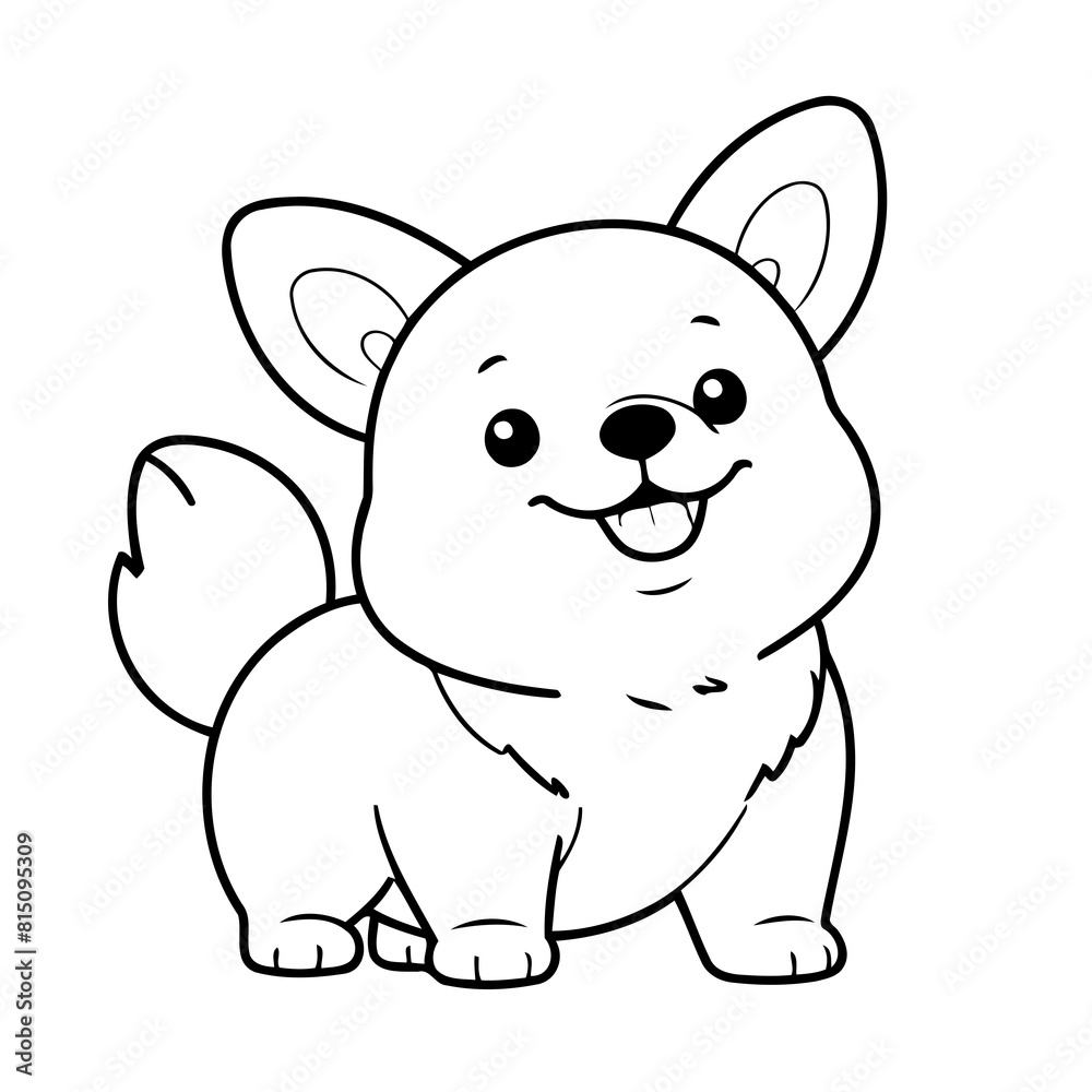 custom made wallpaper toronto digitalSimple vector illustration of WelshCorgi drawing for kids colouring page