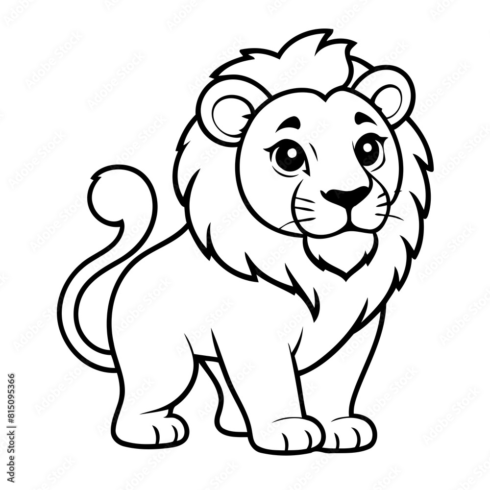 Simple vector illustration of Lion hand drawn for kids page Simple vector illustration of Lion hand drawn for kids page