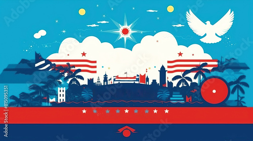 Philippine Independence Day, colorful graphic background wallpaper. AI generated.