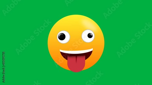 yellow emoticon with funny facial expression on green screen