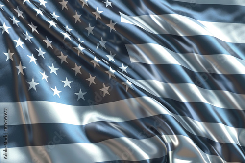 Perfect for futuristic themes, a metallic silver American flag waves with a subtle motion.
