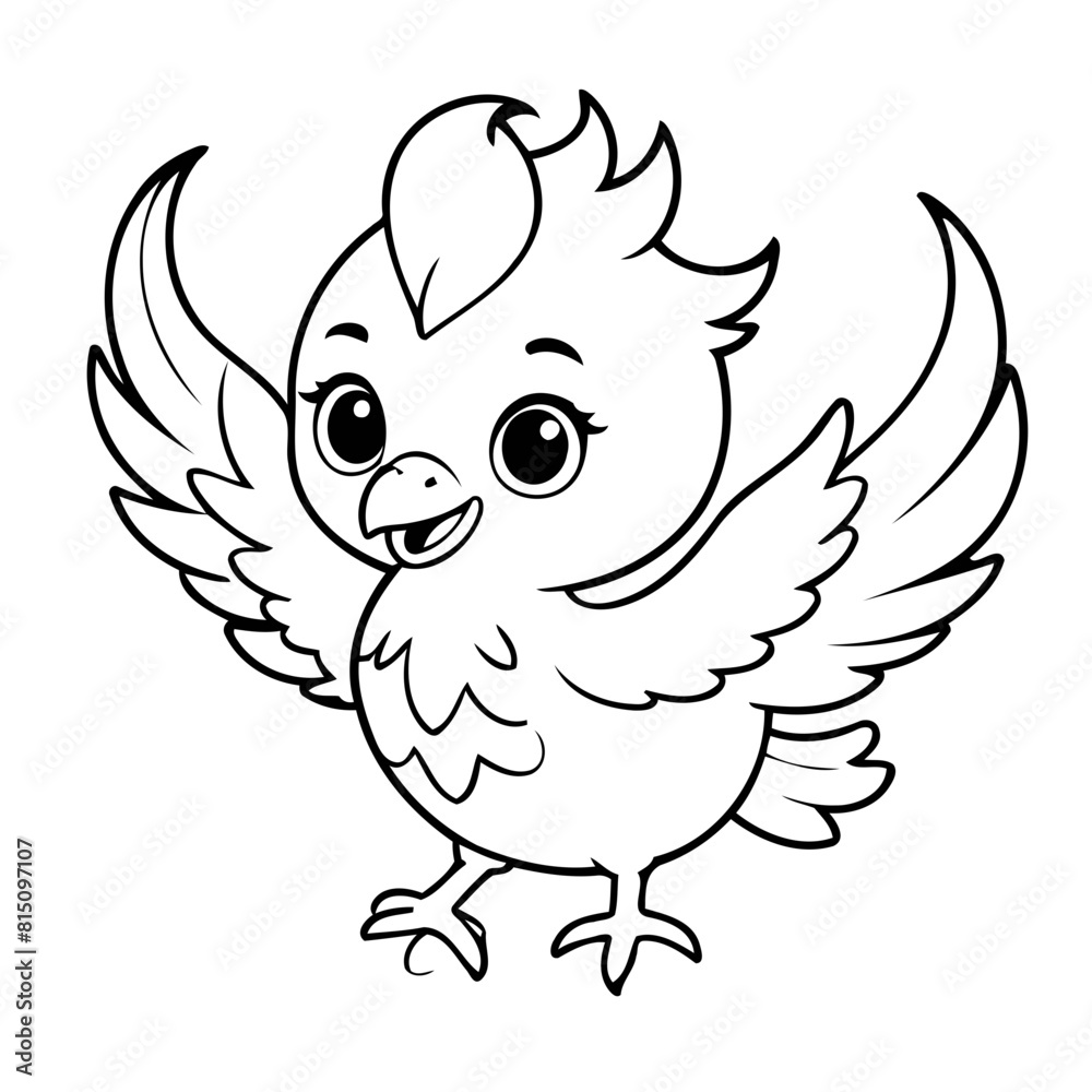 Vector illustration of a cute phoenix drawing for toddlers book Vector illustration of a cute phoenix drawing for toddlers book