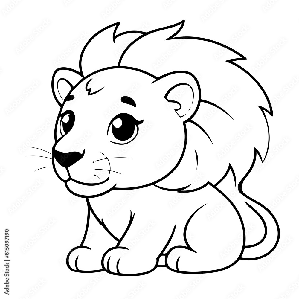 Vector illustration of a cute Lion drawing for kids colouring page Vector illustration of a cute Lion drawing for kids colouring page