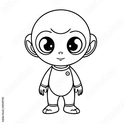 Vector illustration of a cute Alien doodle for toddlers coloring activity
