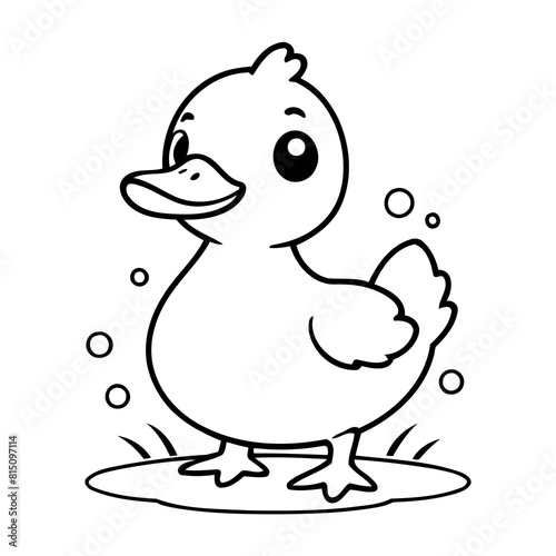 Vector illustration of a cute duck drawing for kids colouring activity