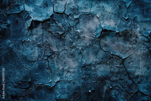 Detailed close up of a cracked blue wall, perfect for background use