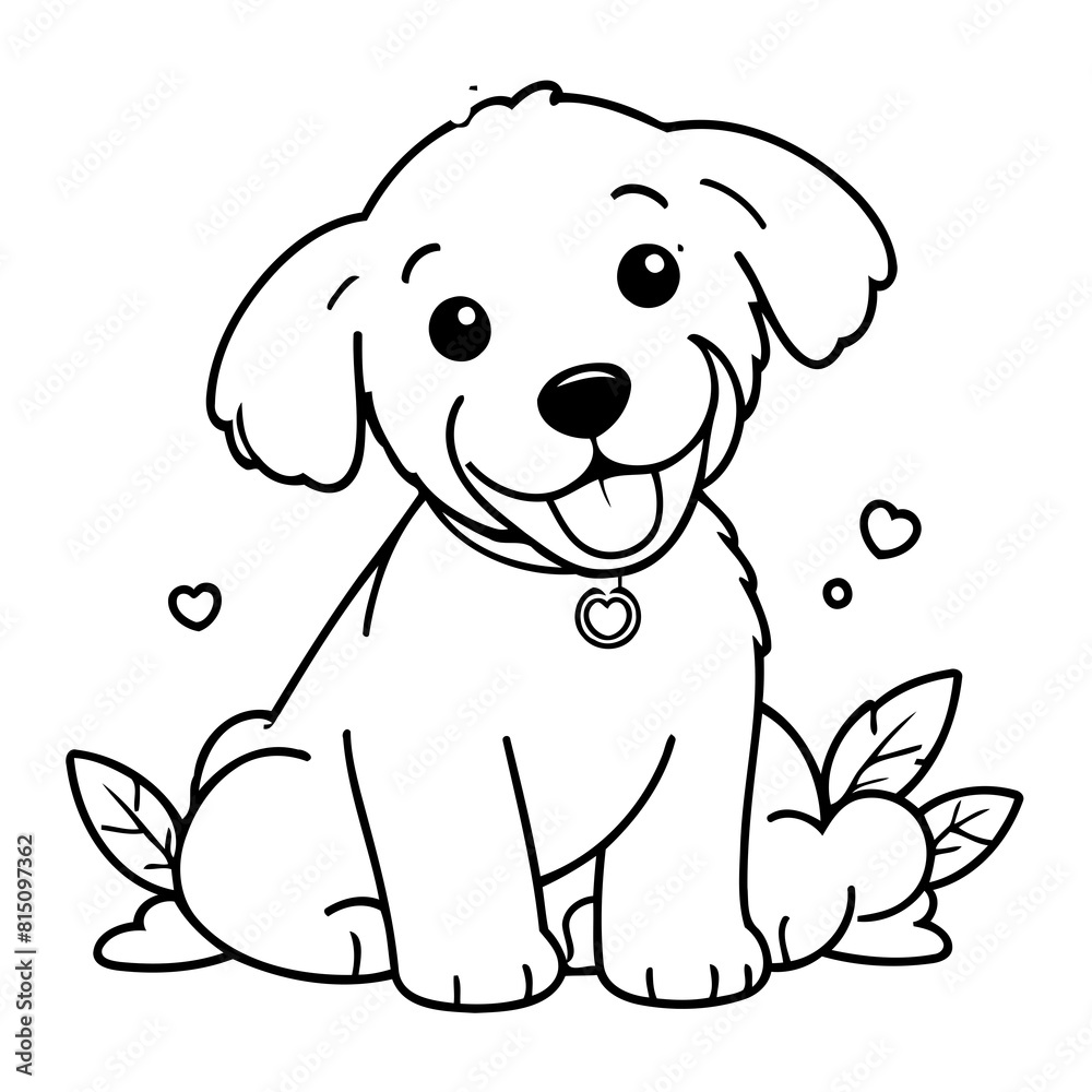 Simple vector illustration of Labradoodle drawing for kids colouring activity Simple vector illustration of Labradoodle drawing for kids colouring activity