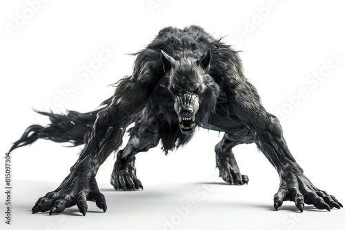 A spooky black and white image of a werewolf. Great for Halloween projects © Fotograf