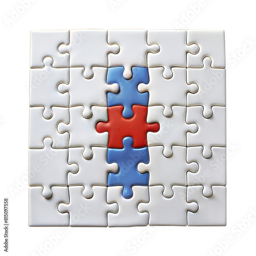 The Last Piece Completing A Jigsaw Puzzle With A Distinct Blue Section