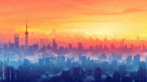 Toronto skyline at sunrise.