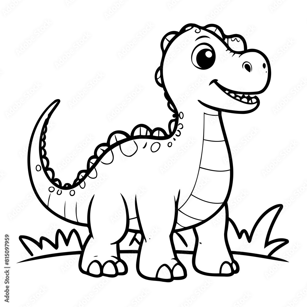 Fototapeta premium Vector illustration of a cute Dino doodle for children worksheet