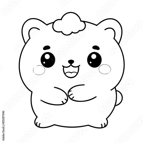 Simple vector illustration of Kawaii drawing for toddlers coloring activity