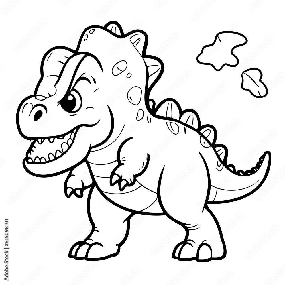 Simple vector illustration of Dino drawing for kids page Simple vector illustration of Dino drawing for kids page