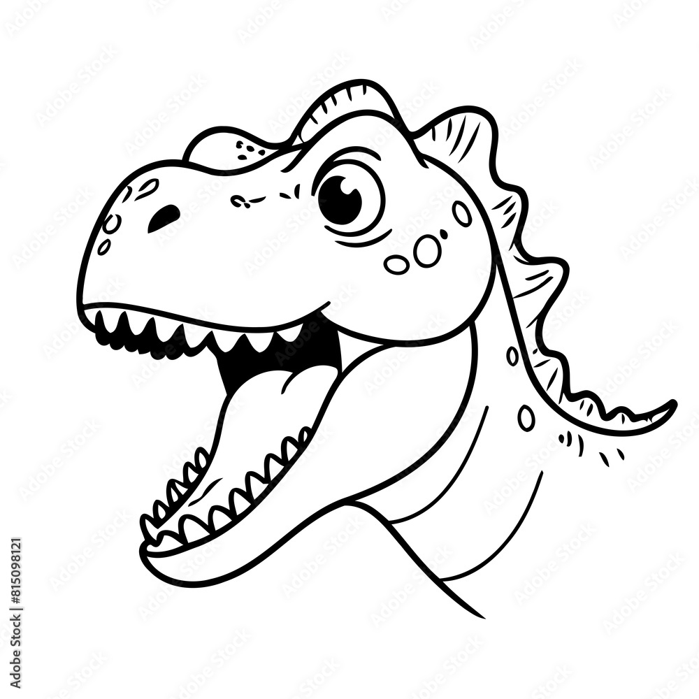 Obraz premium Cute vector illustration Dino drawing for kids page