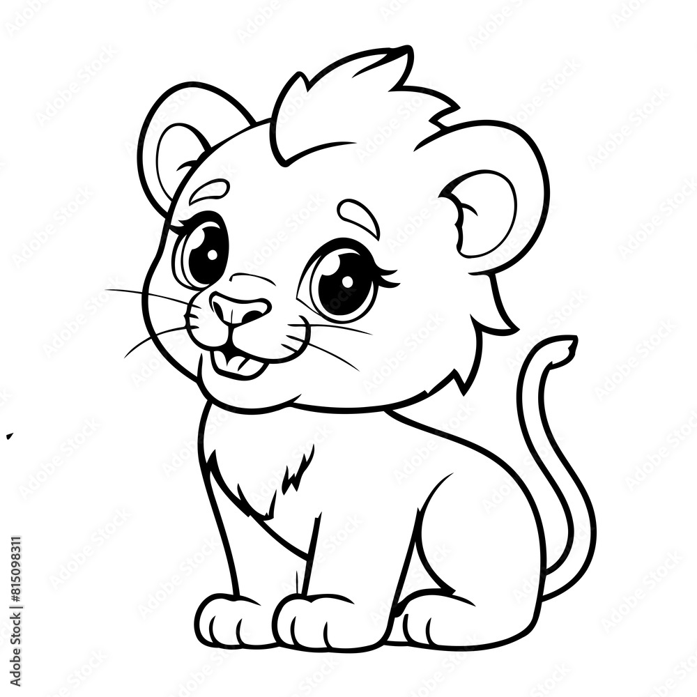 Vector illustration of a cute lion doodle for toddlers worksheet Vector illustration of a cute lion doodle for toddlers worksheet