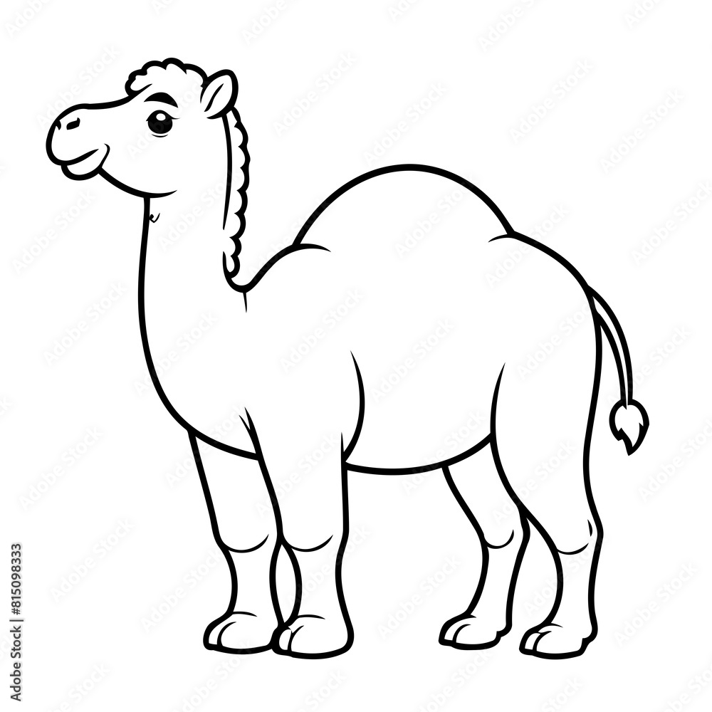Fototapeta premium Vector illustration of a cute camel drawing for toddlers coloring activity