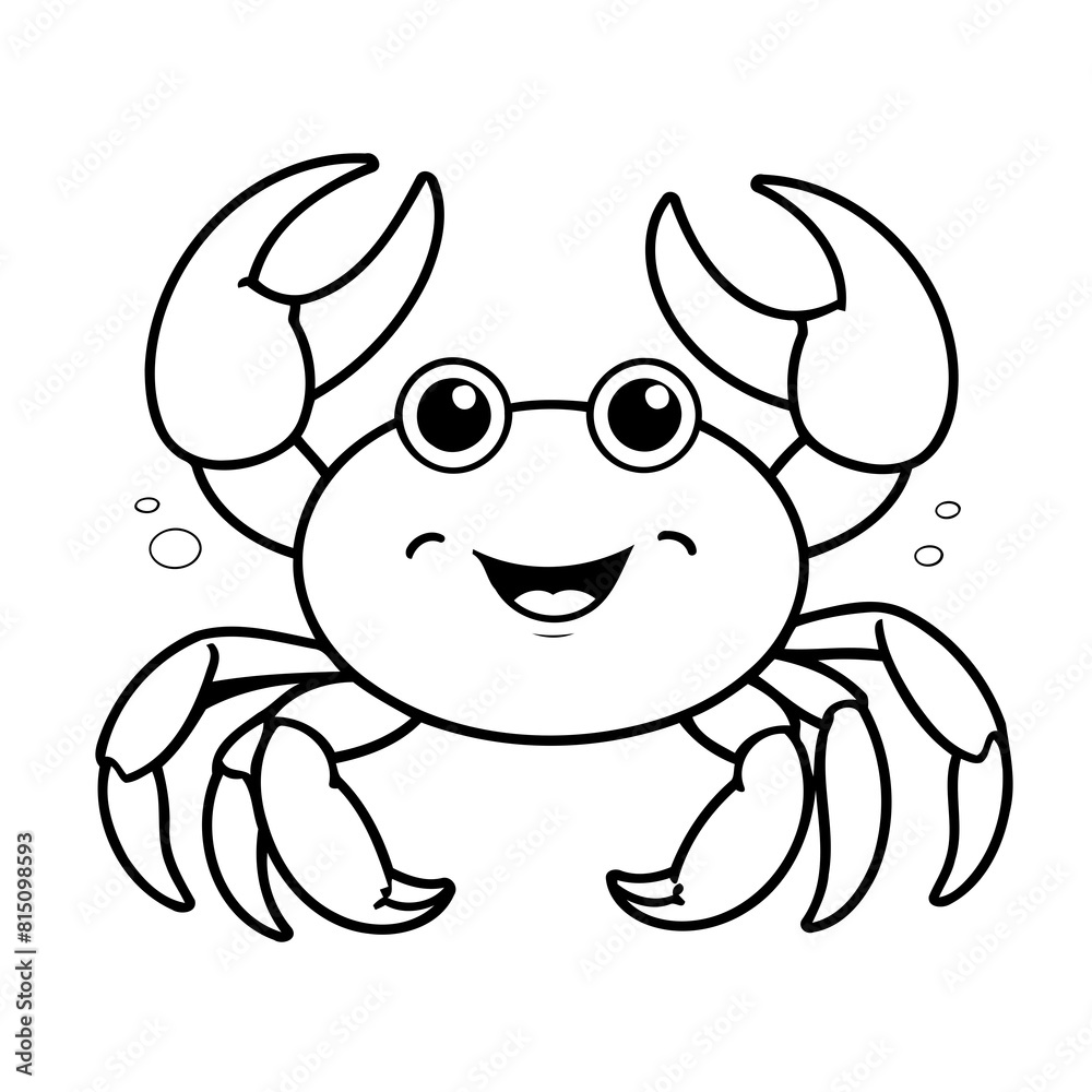 Fototapeta premium Cute vector illustration Crab for children colouring activity