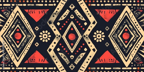 Wallpaper Mural Bold Tribal Pattern in Red and Black Torontodigital.ca