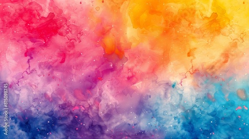 Vibrant watercolor paint splash with stars on gradient background. Creative concept