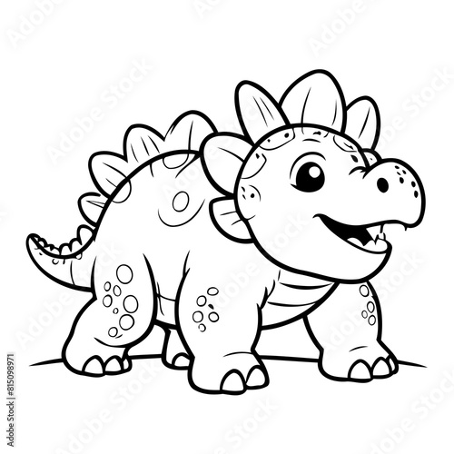 Cute vector illustration Ankylosaurus doodle black and white for kids page