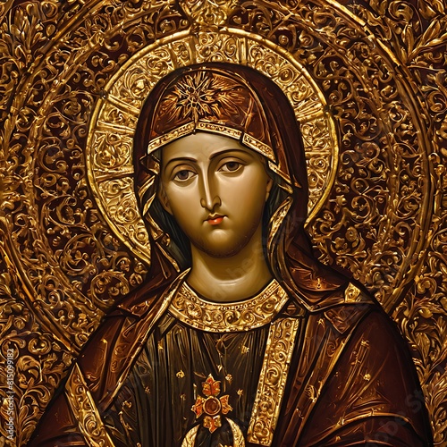 Golden religious icon of a saint