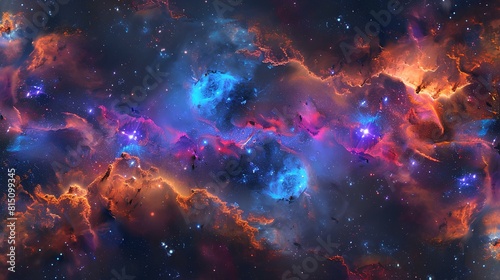 Amazing space nebula. Glowing stardust and colorful gas clouds in deep outer space.